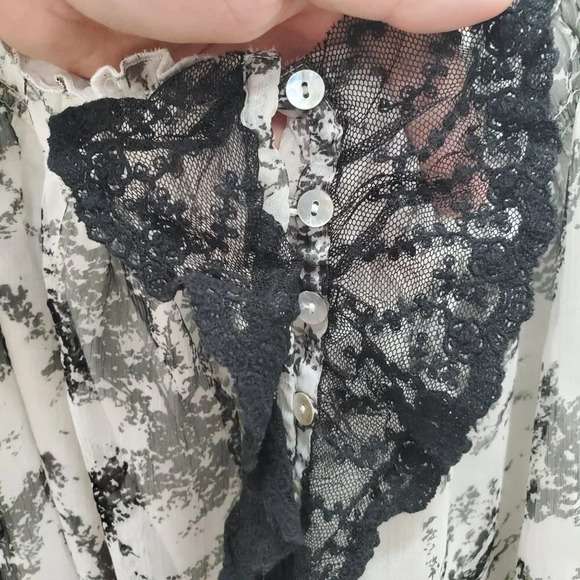 Daniel Rainn Women's White Black‎ Marble Print Chiffon Victorian Lace Tank XL - Picture 5 of 8